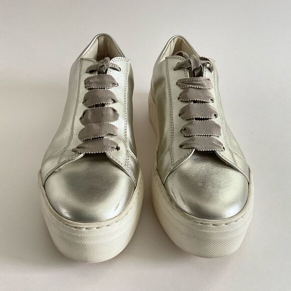 AGL Attilio Giusti Lembrodi Leather Platform Sneaker Faux Pearl Embellished 39.5 - Picture 4 of 12